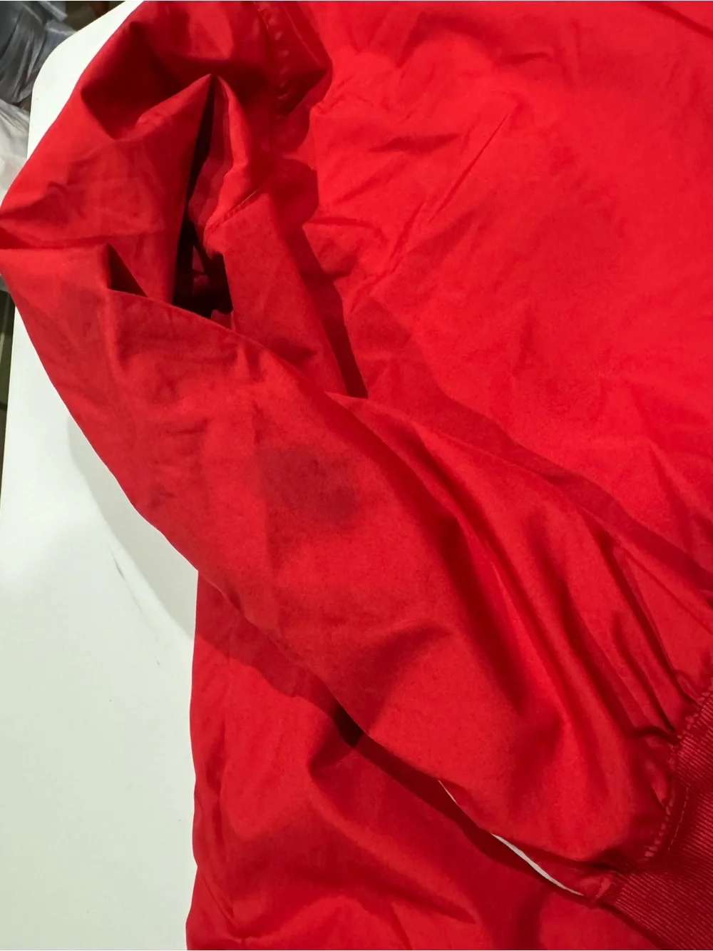 Nike Red Athletic Track Jacket with White Swoosh Size Large